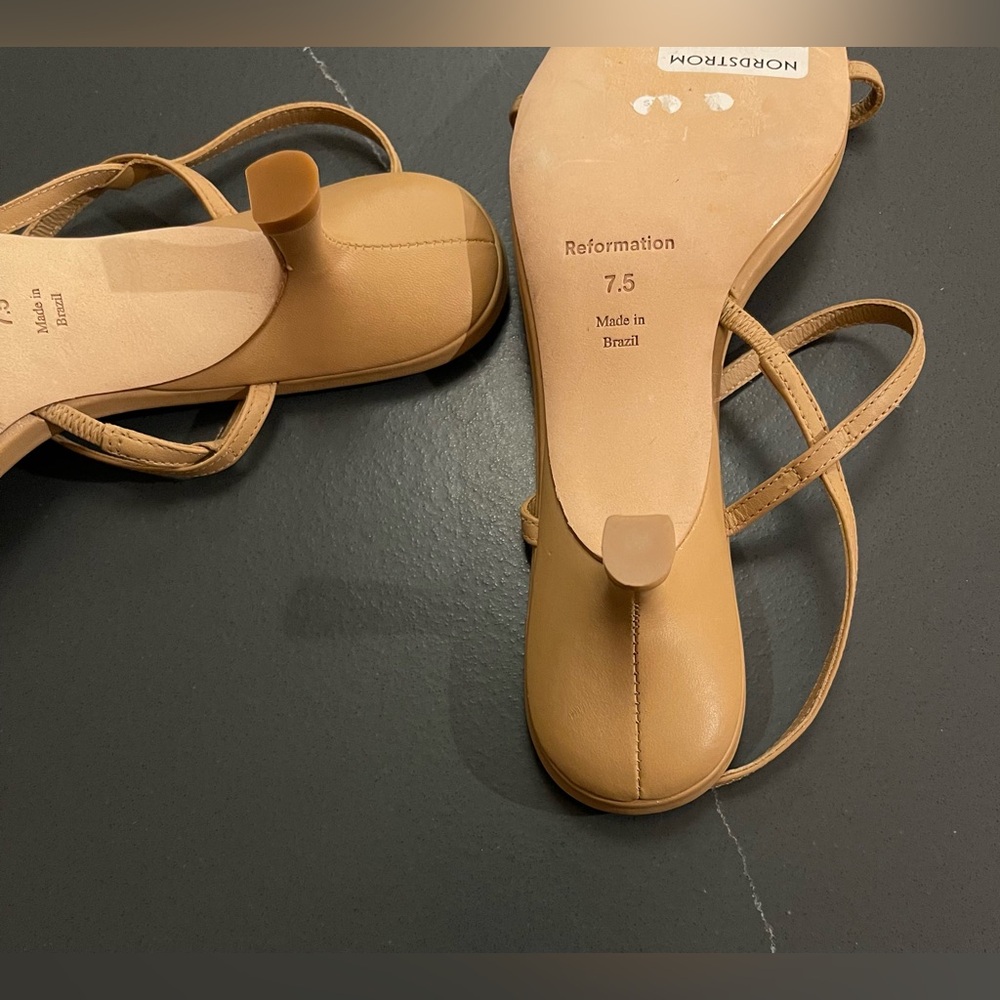 Reformation Serenity Bare Kitten Heel Sandal In Buff Tan Size 7.5 - Picture 10 of 13